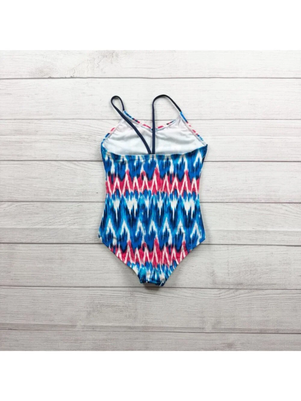 Kanu Surf Girls Swimsuit Zigzag Tie Dye Print One Piece Blue Red 8